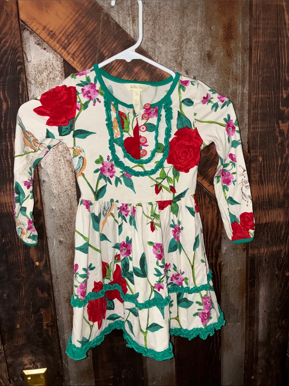 Matilda Jane Cream Dress with Red and Pink Floral Print